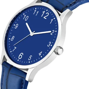 Premium Blue Dial Analog Watch with Stylish Leather Strap for Men & Boys